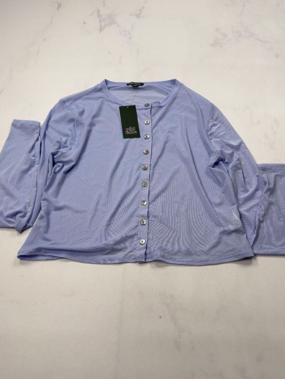 Wild Fable Cardigan Light Blue Button Front Long Sleeve - Womens L NWT